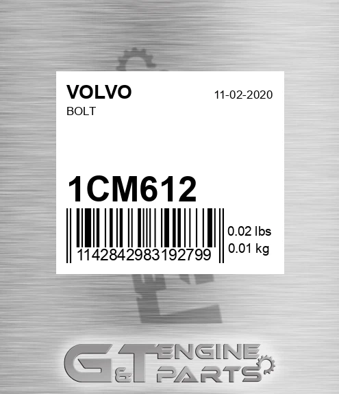 1CM612 Bolt for VOLVO