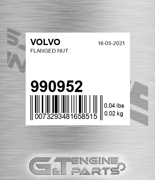 990952 Flanged Nut for VOLVO