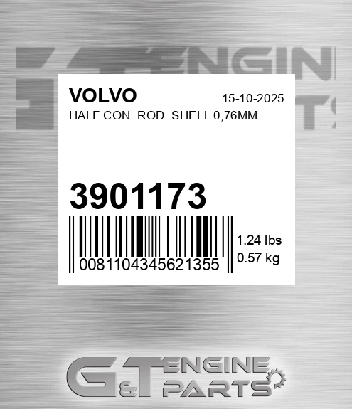3901173 VOLVO Half Con. Rod. Shell 0,76mm.
