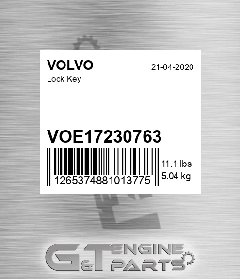 VOE17230763 Lock Key for VOLVO