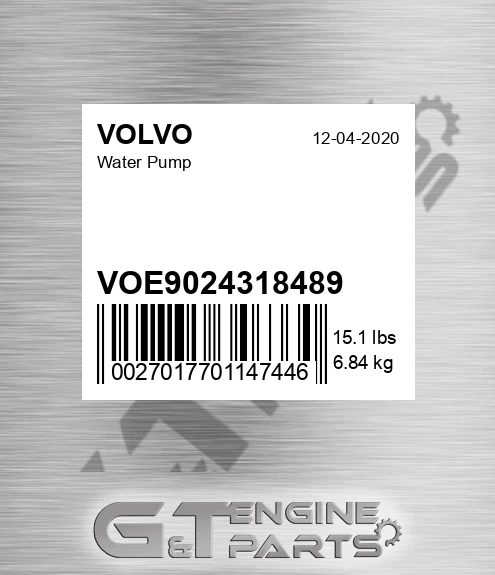 VOE9024318489 Water Pump for VOLVO