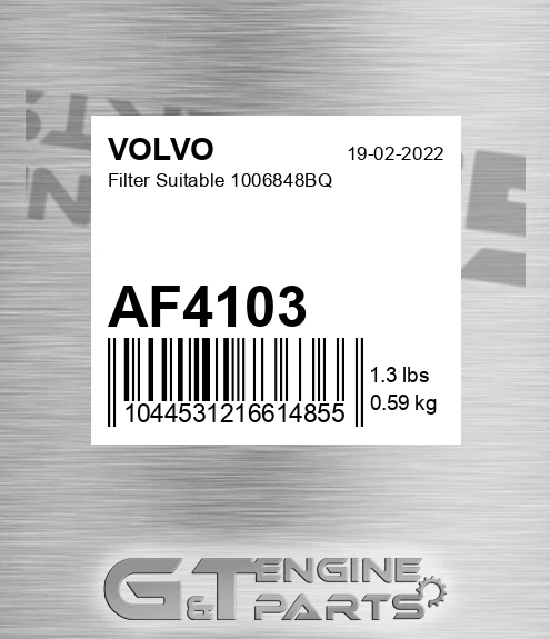 AF4103 VOLVO Filter Suitable 1006848bq