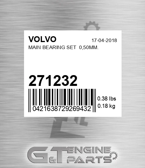 271232 Main Bearing Set 0,50mm.