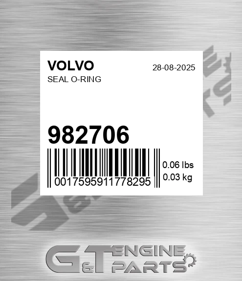 982706 Seal O-ring for VOLVO