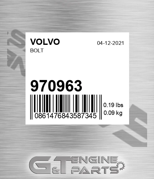 970963 VOLVO Bolt