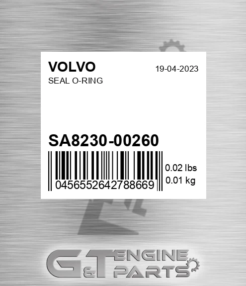 SA8230-00260 Seal O-ring for VOLVO