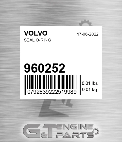 960252 VOLVO Seal O-ring