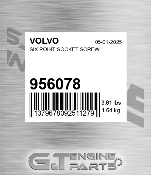 956078 Six Point Socket Screw