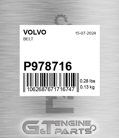 P978716 Belt for VOLVO