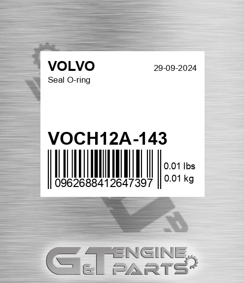 VOCH12A-143 Seal O-ring for VOLVO