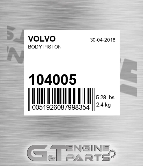 104005 Body Piston for VOLVO
