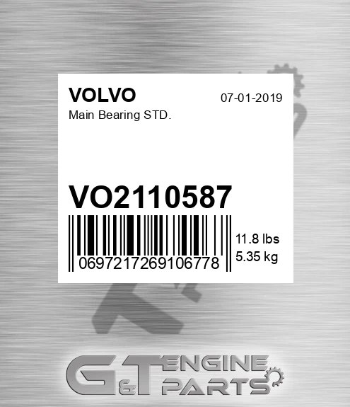 VO2110587 Main Bearing Std. for VOLVO