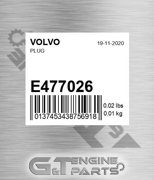 E477026 Plug for VOLVO