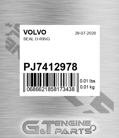 PJ7412978 Seal O-ring for VOLVO