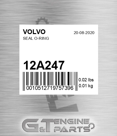 12A-247 Seal O-ring for VOLVO