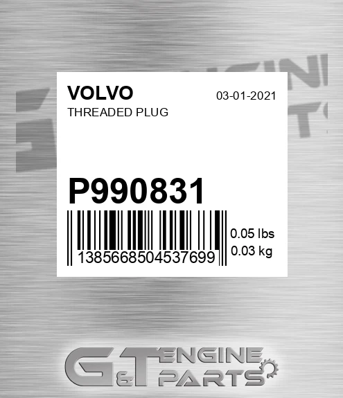 P990831 VOLVO Threaded Plug