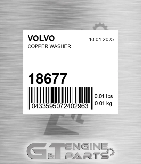 18677 VOLVO Copper Washer