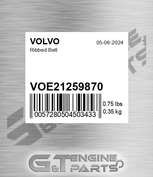 VOE21259870 Ribbed Belt for VOLVO