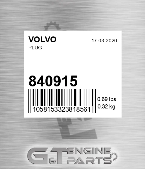 840915 Plug for VOLVO
