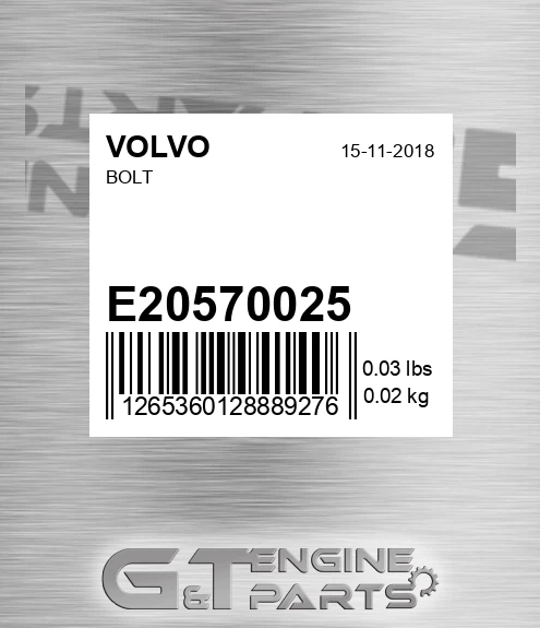 E20570025 Bolt for VOLVO