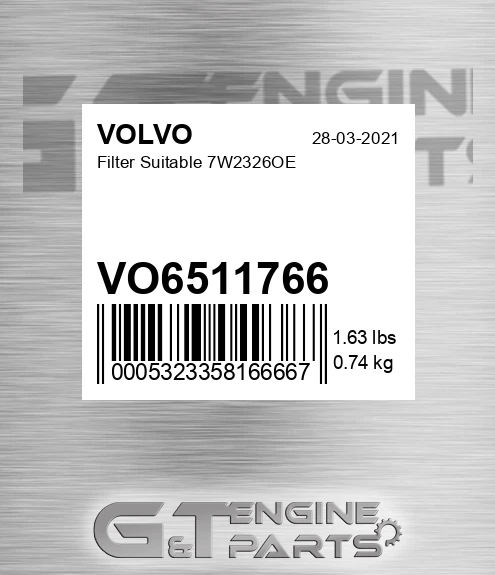 VO6511766 Filter Suitable 7w2326oe for VOLVO