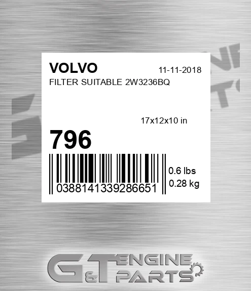 796 VOLVO Filter Suitable 2w3236bq
