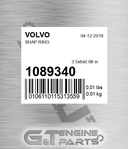1089340 VOLVO Snap Ring