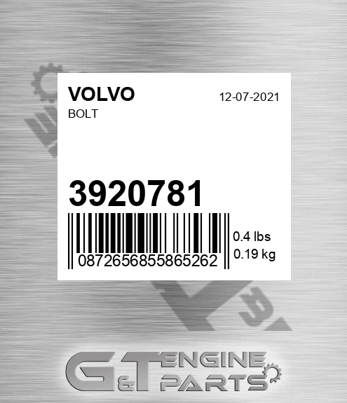 3920781 VOLVO Bolt