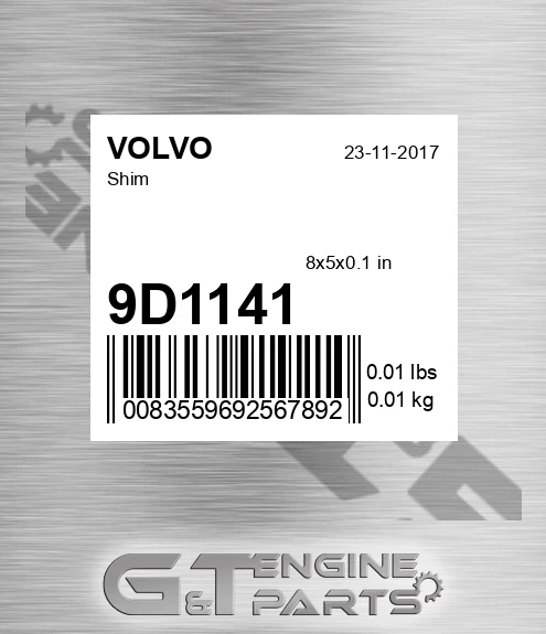 9D1141 Shim for VOLVO