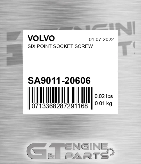 SA9011-20606 Six Point Socket Screw for VOLVO