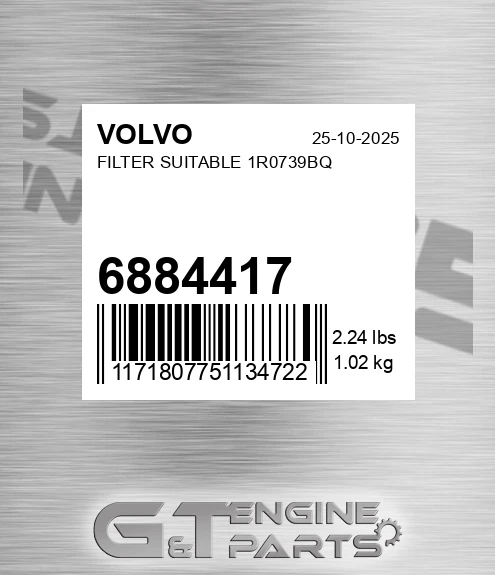 6884417 Filter Suitable 1r0739bq for VOLVO
