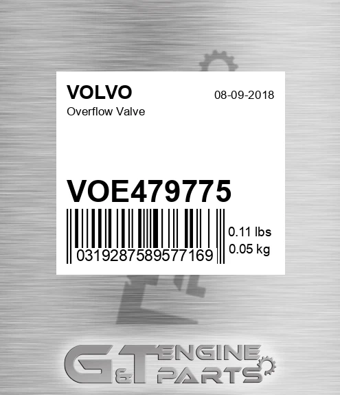VOE479775 Overflow Valve for VOLVO