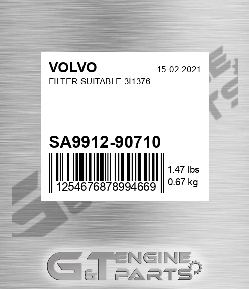 SA9912-90710 Filter Suitable 3i1376 for VOLVO