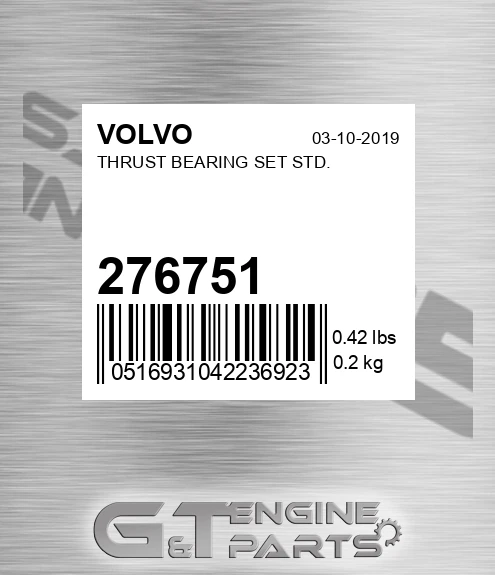 276751 VOLVO Thrust Bearing Set Std.