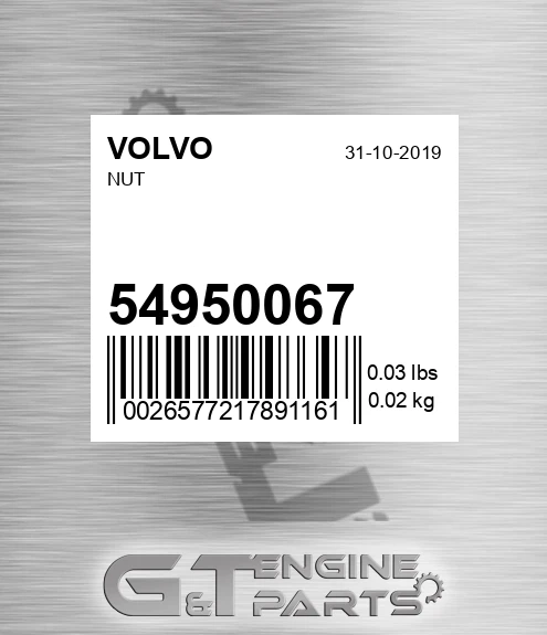 54950067 VOLVO Nut