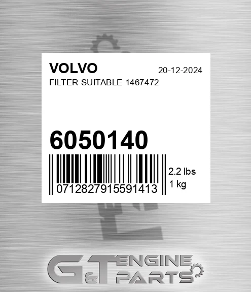 6050140 Filter Suitable 1467472 for VOLVO