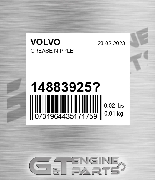 14883925 Grease Nipple for VOLVO