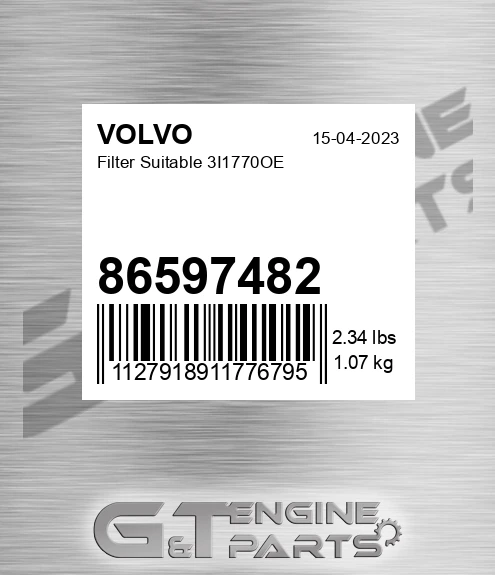 86597482 Filter Suitable 3i1770oe