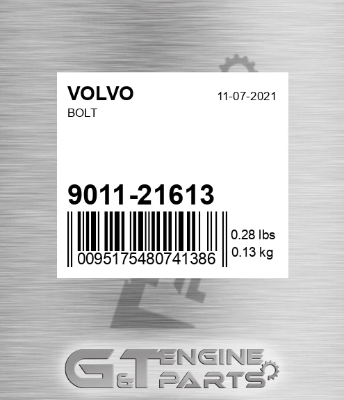 9011-21613 Bolt for VOLVO