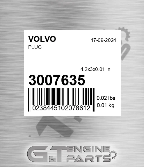 3007635 VOLVO Plug