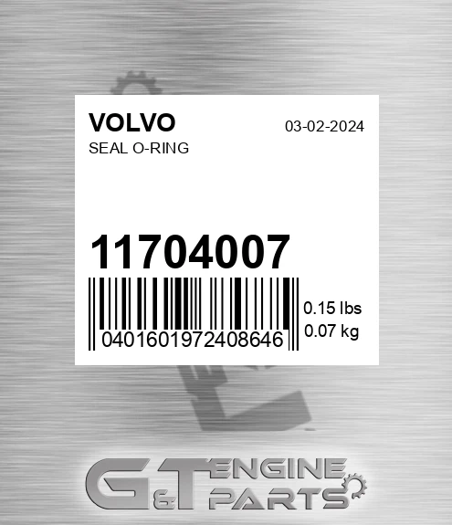 11704007 Seal O-ring