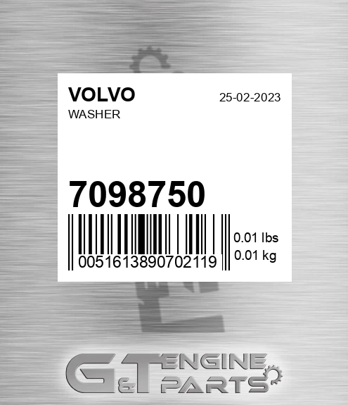 7098750 Washer for VOLVO