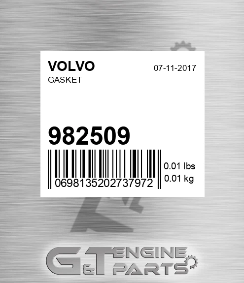 982509 Gasket for VOLVO