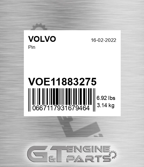 VOE11883275 Pin for VOLVO