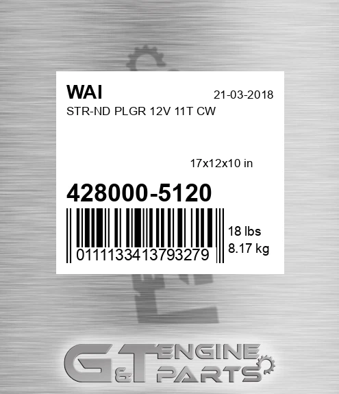 428000-5120 Str-nd Plgr 12v 11t Cw
