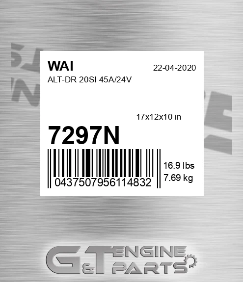 7297N Alt-dr 20si 45a/24v
