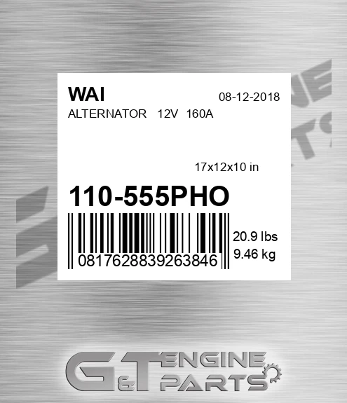 110-555PHO Alternator 12v 160a