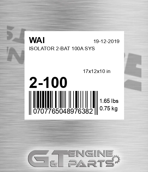 2-100 Isolator 2-bat 100a Sys