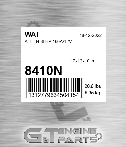 8410N Alt-ln 8lhp 160a/12v