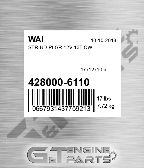 428000-6110 Str-nd Plgr 12v 13t Cw